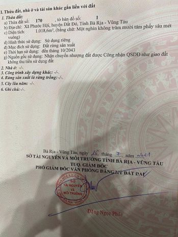 Chủ cần bán 1000mv phước hội long đát bà rịa vũng tàu -hcm 6813393