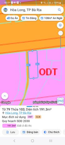 Bán lô đất góc 2 mặt tiền tỉnh lộ 52  hòa long, tp. bà 6818083