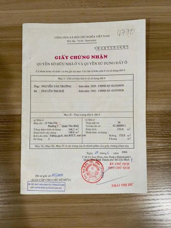 Bán nhà mặt tiền 15 vân côi , phường 7, quận tân bình 6828643