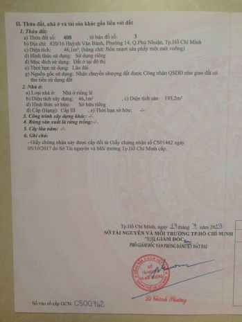 Bán nhà hẻm xe hơi 42016 huỳnh văn bánh, phú nhuận 6829608
