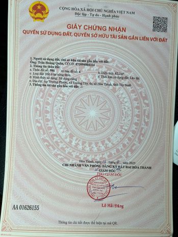 Nhà mình có mảnh đất ở hoà thành , tây ninh - tổng diện 6841497