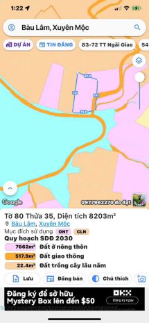 Đất đẹp - giá tốt - cần bán gấp đất view hồ sông ray x.bàu 6842242