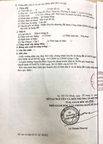 Chính chủ bán mặt tiền nguyễn phúc nguyên, p.9, q.3: dt 6851514