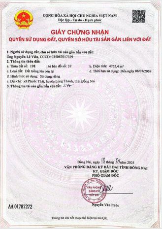 Bán lô 4.762,4m2 tại tổ 17, ấp 1c, xã phước thái, huyện 6853836