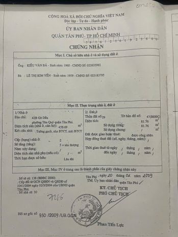 Mặt tiền gò dầu tân phú: 4x21m, kinh doanh đỉnh, giá tốt 6861156