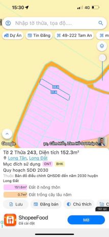 Long tân đất đỏ . đường nhựa . 5x30 có 80 thổ cư . giá chỉ 6868447
