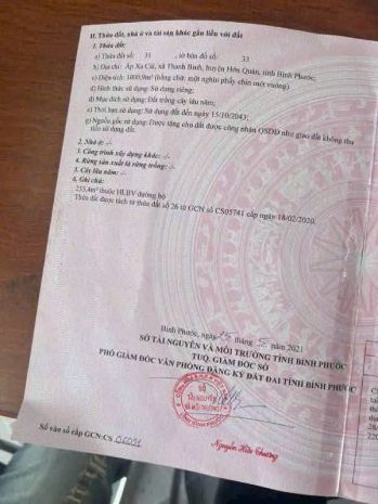 Chính chủ cần bán đất ấp xa cát, xã thanh bình, huyện hớn 6870304