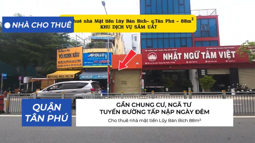 Cho thuê nhà mặt tiền lũy bán bích 88m² - khu dịch vụ sầm 6874140