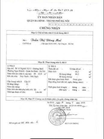Chính chủ cần bán nhà số 16. ngách 32 đường bưởi. trước 6878984
