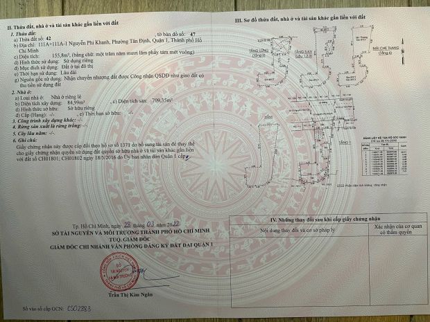 Chính chủ bán mặt tiền nguyễn phi khanh, tân định, q.1: dt 6896639