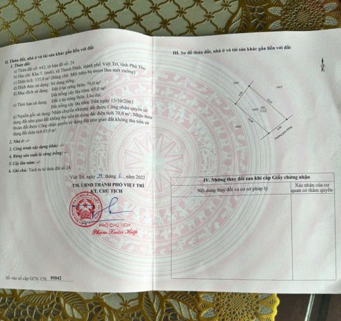 Chính chủ cần bán gấp lô đất tại việt trì - phú thọ 6899686