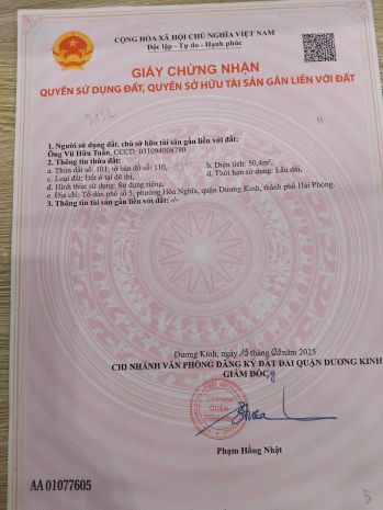 Lô đất giá rẻ nhất đường nhà mạc  hòa nghĩa, dương kinh 6912541