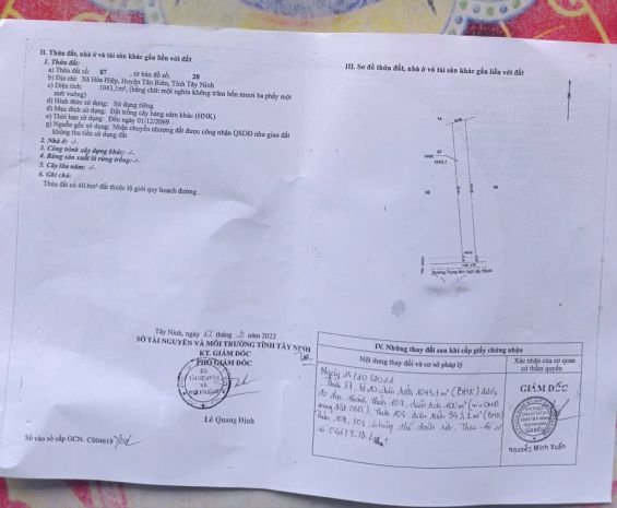 Chính chủ bán 1043,1m2 đất mặt tiền đường trung tâm cụm xã 6920624