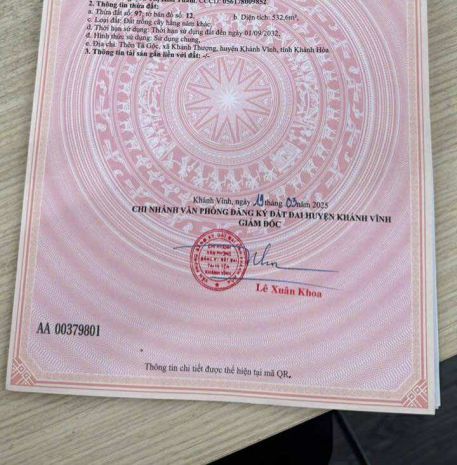 Bán lô đất giá chỉ 180tr dt:532,6m2  ngang 9m 6933392