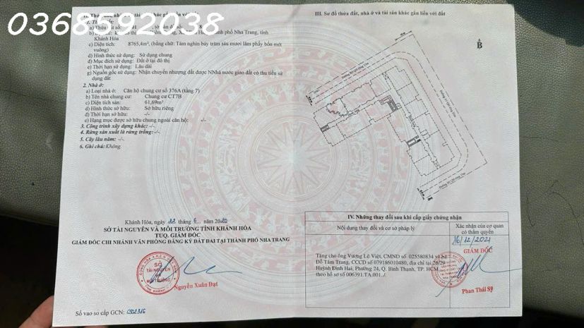 Gấp : bán chung cư vĩnh điêm trung nha trang 6947517