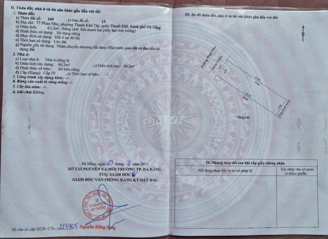 Bán nhà mặt tiền 62,2m2 sau chợ phú lộc, đường phan nhu 6952463