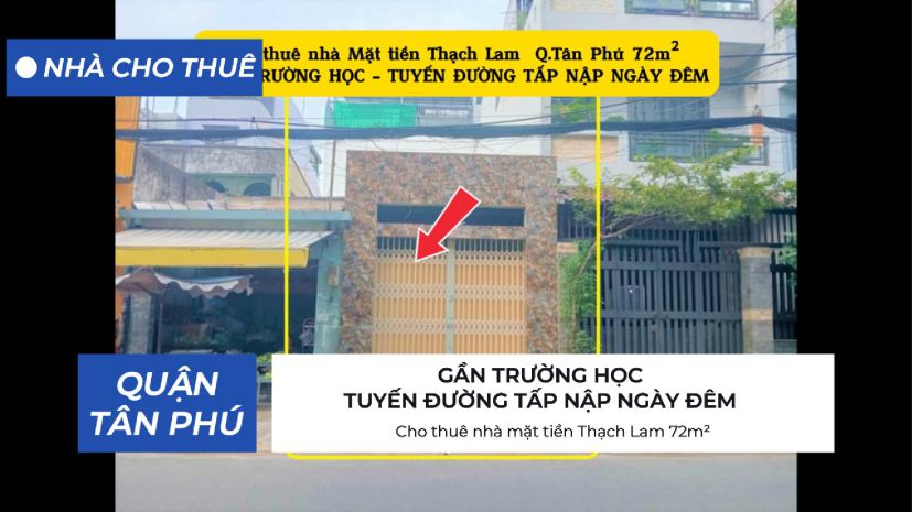 Cho thuê nhà mặt tiền thạch lam 72m² - 18triệu - gần trường 6958539