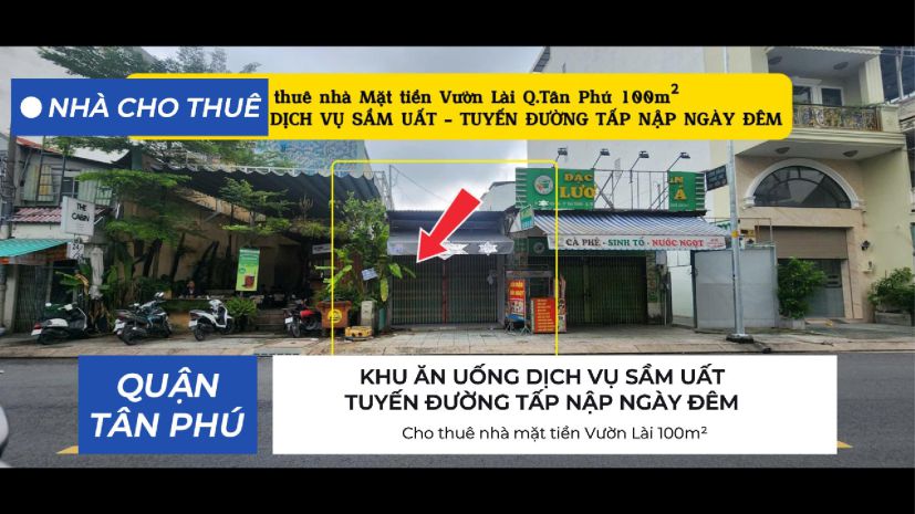 Cho thuê nhà mặt tiền vườn lài 100m² - 15triệu - khu ăn 6958543