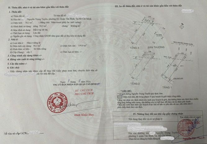 Chính chủ cần bán gấp nhà 1 trệt 2 lầu + sân thượng  đường 6959678