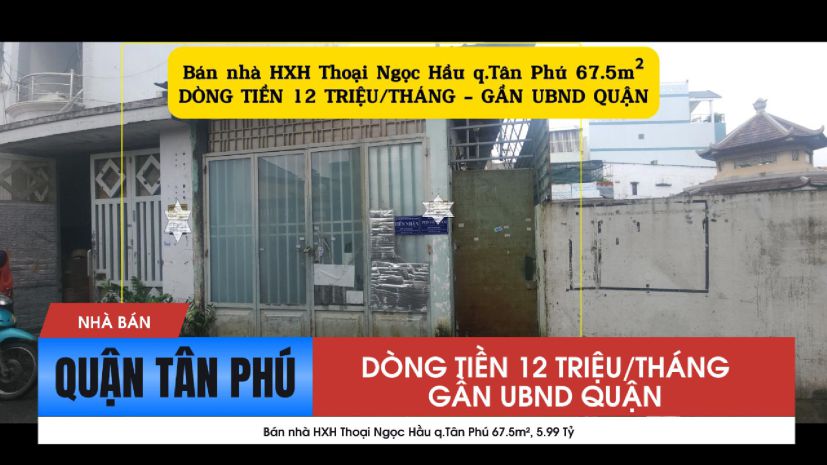 Bán nhà hxh thoại ngọc hầu q.tân phú 67.5m², 5.99 tỷ - dòng 6963866