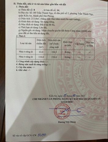 Bán nhà mặt đường 213m²  trung tâm kiến an  trần thành 6964074