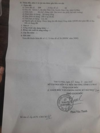 Cần  bán nhà đất chính chủ  thị trấn năm căn,tỉnh  cà mau 6969835