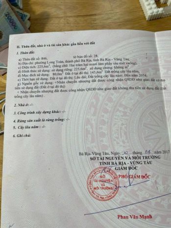 Bán lô đất mặt tiền đường điện biên phủ  phường long toàn 6975044