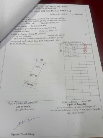 Bán đất thổ cư trác văn, duy tiên, hà nam, dt 61m2, mt 6977593