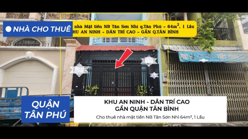 Cho thuê nhà mặt tiền nb tân sơn nhì 64m², 1 lầu- 13triệu 6987124