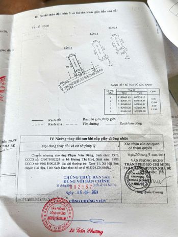 Bán nhà hẻm huỳnh tấn phát, nhà bè 3 tầng 56m2, 4pn, sổ 6996333