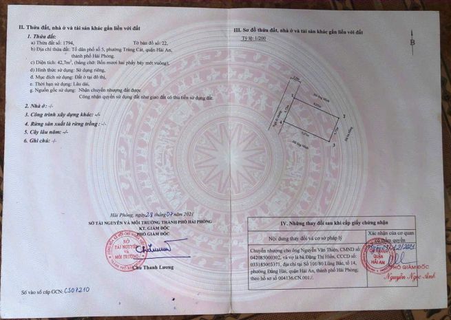 Chào bán lô đất ngõ 32 cát khê - tràng cát, hải an, hải 7005171