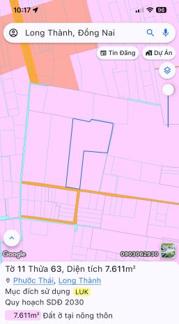 Cần chuyển nhượng 7.610m² đất thổ cư  giáp sân bay long 7011308