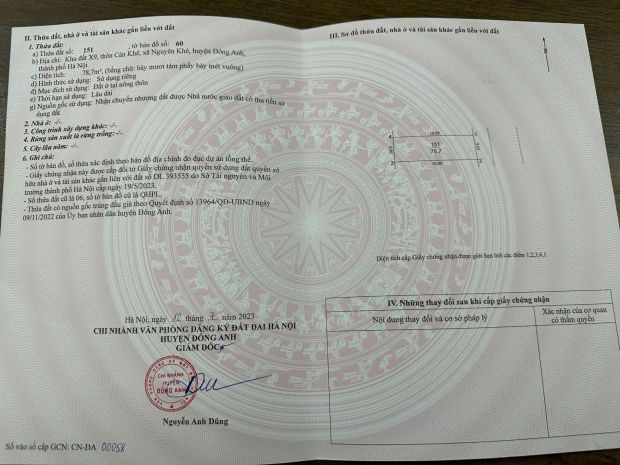 Bán đất đấu giá x9 cán khê- nguyên khê đông anh : mặt đường 7018723