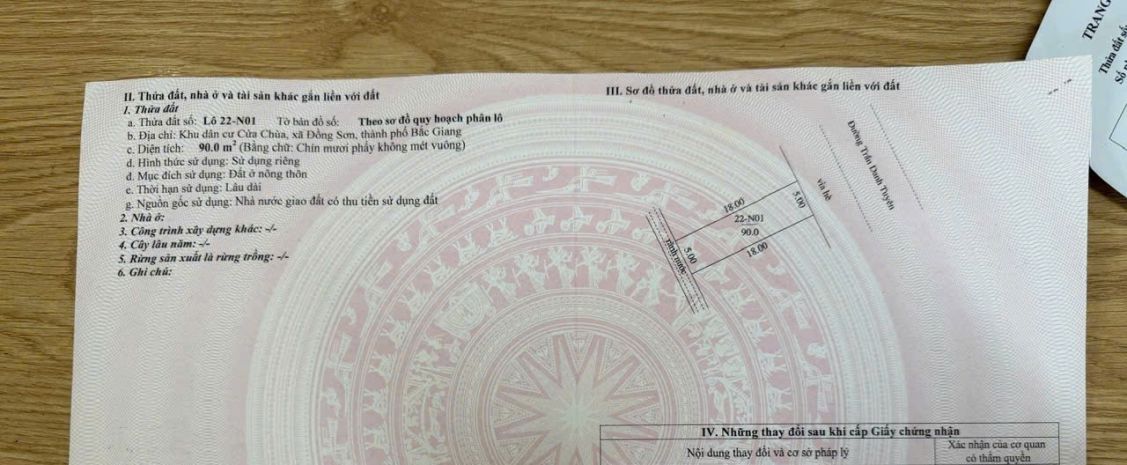 Đất nền đồng sơn chỉ 3 tỷ90m2 7022509