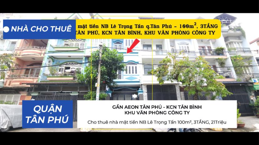 Cho thuê nhà mặt tiền nb lê trọng tấn 100m², 3tầng, 20triệu 7032174
