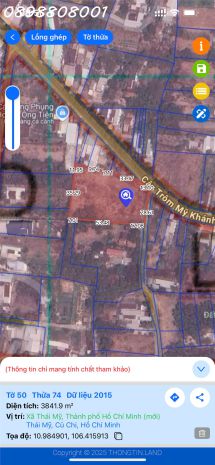 Bán đât mặt tiền my khánh full thổ  3763mthái mỹ, củ chi 7033817