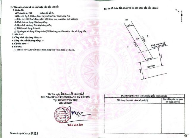 Đất đẹp - giá tốt -  bán nhanh lô đất mặt tiền tỉnh lộ 833b 7042404