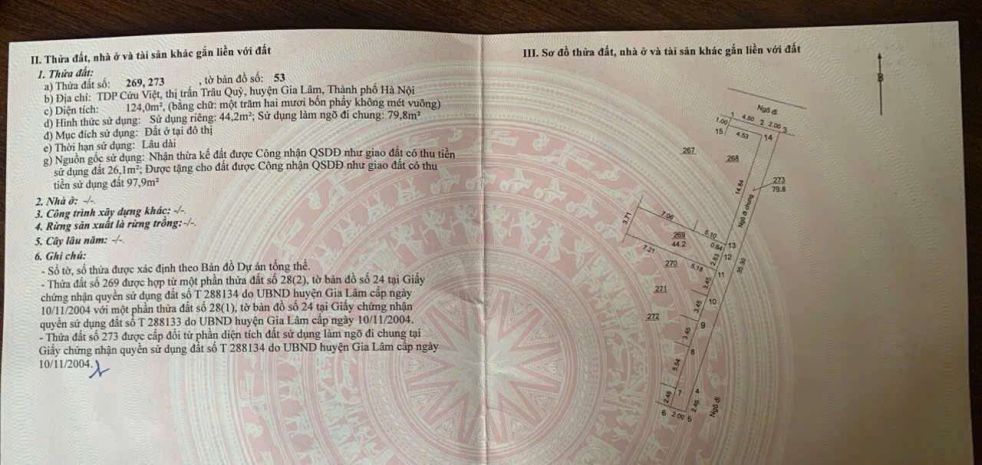 Bán đất cửu việt  trâu quỳ, 44.2 m2 giá chỉ 6.1 tỷ, lh 7046223