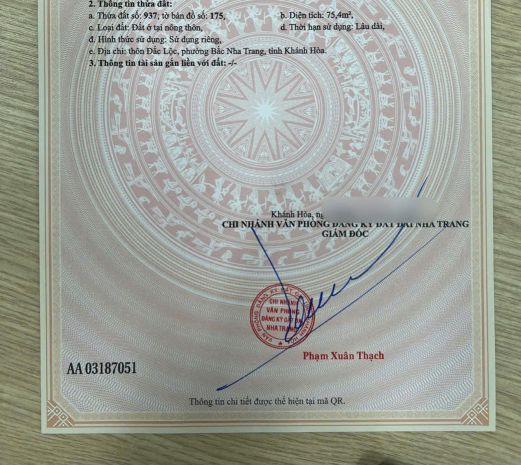 Bán nhanh lô đất đắc lộc - vĩnh phương - nha trang 7048666