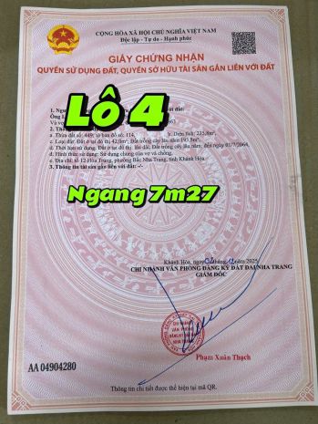 Bán đất đường ô tô gần biển, hẻm nguyễn chích, bắc nha trang 7076777