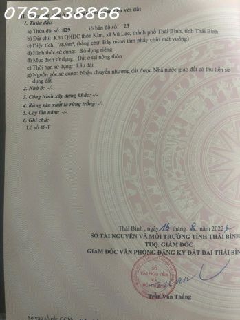 Bán đất tđc vũ lạc, thái bình, dt 78,9 m2, giá bán 1 tỷ 7085118