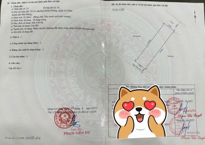 Đất mặt đường trại lẻ - quán nam, 81m giá 8.5 tỉ siêu hiếm 7086390