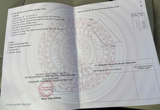 Đất chính chủ - sổ đỏ lâu dài - khu 1 thị trấn tam đảo, 7088866