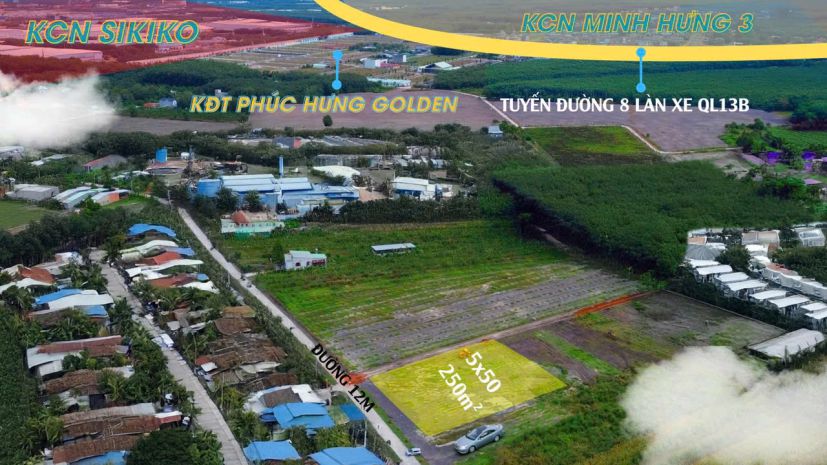 Đất đô thị liền kề kcn minh hưng, sikico 215m2 sổ sẵn 7093194