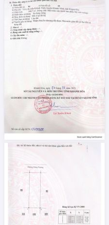 Bán đất khu tái định cư khánh vĩnh - khánh hòa. giá thu về 7095891