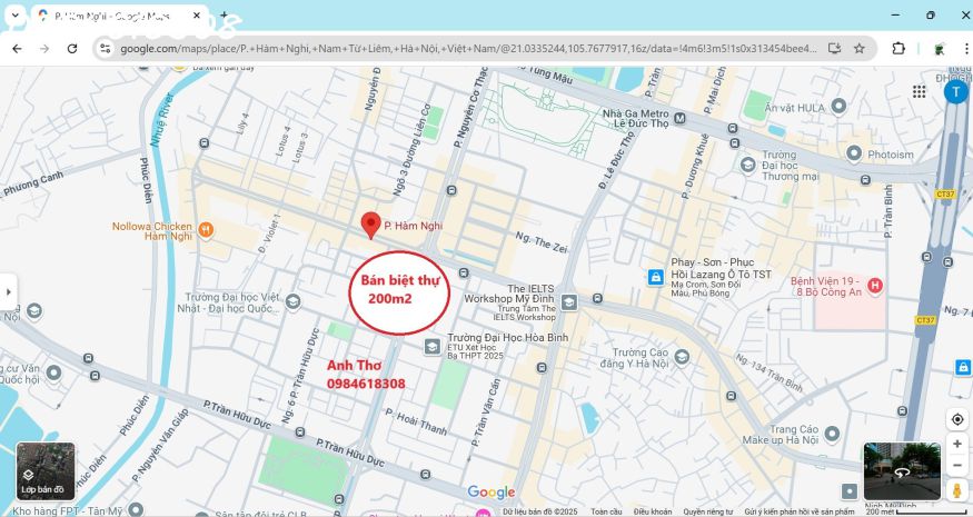 Bán biệt thự khu đô thị mỹ đình ii  đường hàm nghi  200m² 7099909