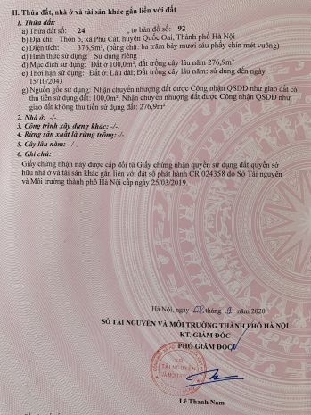 Chính chủ cần bán đất ở thôn 6 phú cát đường nhựa, cách mặt 7101347