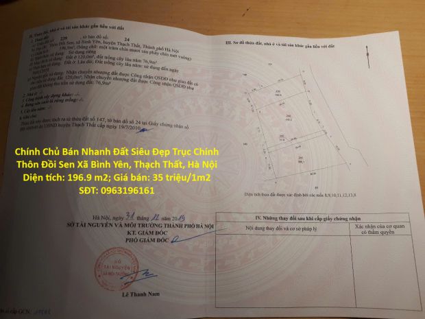 Chính chủ bán nhanh đất siêu đẹp trục chính thôn đồi sen xã 7104083