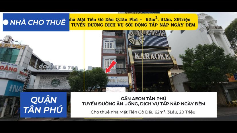 Cho thuê nhà mặt tiền gò dầu 62m², 3lầu, 20 triệu - gần aeon 7109010