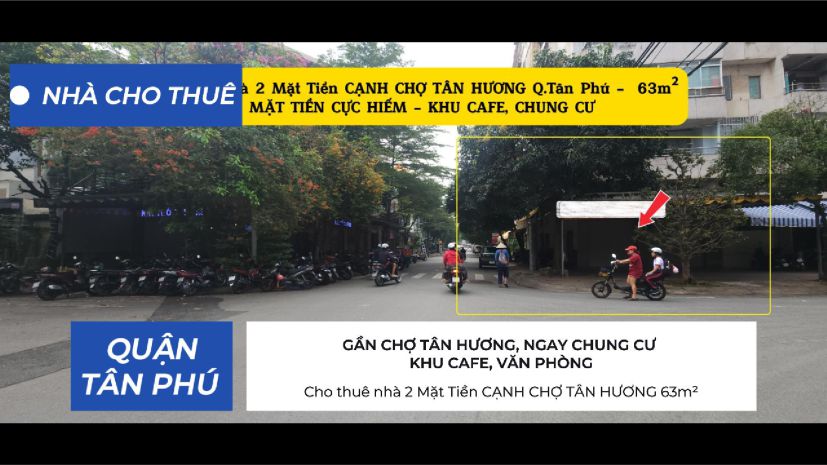 Cho thuê nhà 2 mặt tiền cạnh chợ tân hương 63m²- khu cafe, 7132141